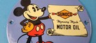 Vintage Sunoco Motor Oils Sign - Walt Disney Mickey Advertisment Porcelain Sign