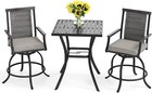 Outdoor Bar Table Set Patio Swivel Barstool Rattan Bar Height Table