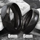 6 8mm Tungsten Carbide Polished Black Plain Domed Comfort Fit Wedding Band Ring