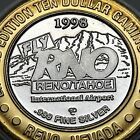 Fly Reno tahoe Intl Airport Ltd Ed Ten Dollar Gaming Token   999 Silver