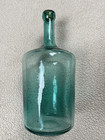 Antique Primitive Longneck Farmhouse Apothecary Aqua Blue Glass Bottle 13  Tall