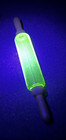 Vintage Uranium Glass Rolling Pin With Wood Screw Ends - Rare - Spectacular 