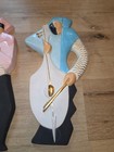 Vintage Mid Century Cubist Art Deco Revival Chalkware Musicians Trio 16 5 