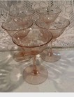 Sets Of Pink   Clear Etched Floral Cocktail Glasses  Stemmed Coupe Several Items