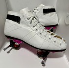 Riedell 595 Colorlab White Mens Sz 7 5 Speed Roller Skates W  Atom Falcon Plates