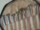 Vintage Klein Tools 8 Piece Metric Wrench Set With White Roll Up Case 7-15mm