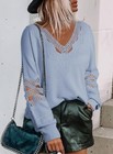 Alvaq Womens Sweaters Fall Trendy Hollow Out Lace Trim V Neck Knit M Usa Seller 