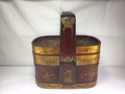 Antique Chinese Red And Black Lacquer Basket With Gold Leaf China Box