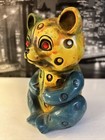 Vintage Tie Dye Ceramic Bear Bank Jewel Eyes Rare Japan Grateful Dead
