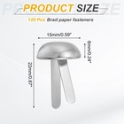 120pcs Brads Paper Fasteners  15x22 Mm Metal Round Head Split Pins  Silver Tone