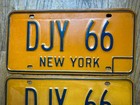 1973 To 1986 New York License Plate Pair - Low Number - Djy 66