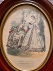 Pair Of Antique La Mode Illustree Lithos Leroy Imp Paris Wood Oval Frames 15x12