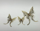 Vintage Mcm Brass Butterfly Wall Decor Set Of 3 W  Wood Bodies Nos Home Interior