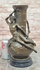 Nude Man By Moreau Bronze Vase Sculpture Figurine Art Deco Marble Statue Decor