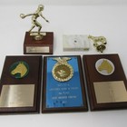 Vintage Award Trophy Plaque Lot Of 6 Horses Ffa Bowling Marble Wood Base 1970s