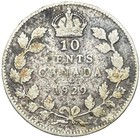 1929 Canada Silver 10 Cents  dime  George V     80  Silver Coin