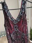 Metme 1920s Sequin Fringe Dress Black Burgundy Size L Polyester Show