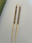 Vtg 1960 s  Enamel Floral Cloisonn   Asian Chopsticks Set Of 2 With Original Box