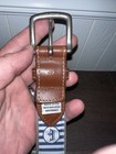 Peter Millar Golf Belt Beige Tan Embroidered Ohio Logo Sz 36 Made In Usa Golfing