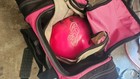 Woman Bowling Kit Shoes ball gloves bag  pink And Black size10