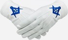 Masonic White Gloves Blue Embroidered G Logo Square   Compass