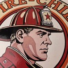 Vintage Texaco Sign - Fire Fighter Chief Gasoline Service Gas Porcelain Sign