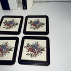 Pimpernel Birds   Flowers 4  Beverage Coasters Set Of 6 Cork Backing Blue Border