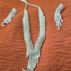 Silver Tone Clear Rhinestone Necklace   Earrings Jewelry Set