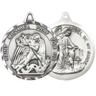 Large Sterling Silver St  Michael guardian Angel Medal 18  Lobster Claw Chain