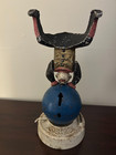 C1890  Original Antique J e Stevens Clown On Globe Mechanical Bank - For Parts