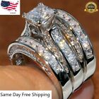 925 Silver Women Fashion 3pcs set Wedding Ring Cubic Zircon Jewelry Sz 6-10