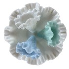 Fenton White Milk Glass Hobnail Epergne Vase Ruffled Edge 3 Horn Trumpet Pastels