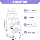 4 Steps Rolling Ladder W  Wheels 880lbs Rolling Industrial   Warehouse Stairs