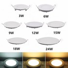 Led Panel Light 3w 6w 9w 12w 15w 18w 24w Round Recessed Ceiling Down Lights