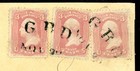 Very Scarce 1861 Civil War Item  Double  gbd  Cancels On Piece Over Three 65s