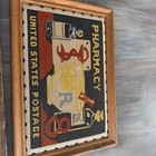 2 Vintage Antique Pharmacy Rx Drugstore Signs Needlepoint