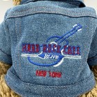 Hard Rock Cafe New York Plush Collectible Bear Denim Jacket With Tag 8 Inch