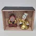 Disney Beauty   The Beast Cogsworth Clock Lumiere Salt   Pepper Shakers Set  New