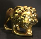 Vintage Carl Schultz Lusterware   Gleaming Gold Lion Figurine  Stylized  Heavy 
