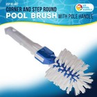 Corner And Step Round Pool Brush With Pole Handle  Nylon Bristles Scrub  Clean