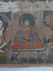 Antique Tibetan Buddhist Thangka Painted Panel Scroll Remounted 23 5  X 35 5  T