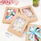 24pcs Cardboard Box With Pvc Clear Window Rectangle Camel 14 5x10 5x2 5cm