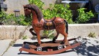 Vintage Hand Carved Painted Wooden Rocking Horse 27x33  Carnival Carousel Horse