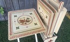 Rare Vintage Mid Century Danish Modern Tv Tray Tables Mcm Marquetry Wood Overlay