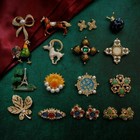 Vintage Brooch Enamel Pin Pearls Vintage Flower Brooch Plant Animal Insect Fruit