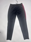 Adidas Girls Track Pants Black pink 3-stripes Drawstring Zip Hem M 12-14