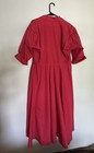 Red Vintage 70s Cotton Midi Dress With Pockets And Button Up Front  Size  10