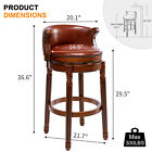 Leather Wooden Bar Stools Swivel Counter Bar Chair With Back For Dining Kitchen