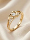 Womens Heart Promise Ring Cz Engagement Wedding Band Gold Silver Jewelry