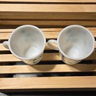 Set Of 2 Vintage Hazel Atlas Milk Glass Green Polka Dot Coffee Cup Mugs 1950 s